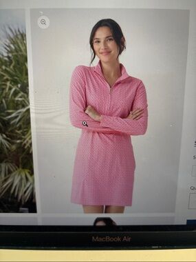 Cabana Life Pink Long Sleeve 1/4 Quarter zip Amelia Island Sport Dress